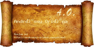 Andrássy Oriána névjegykártya